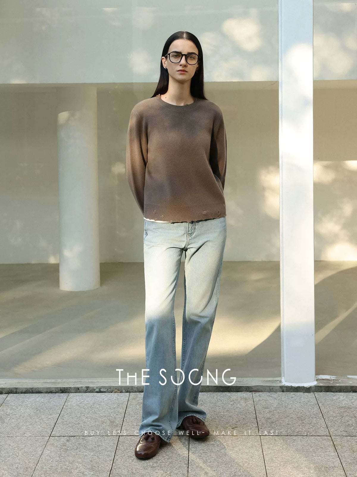 THESOONG / 350g 100% merino wool autumn-winter baseline wool sweater for women, casual round-neck sweater 7661