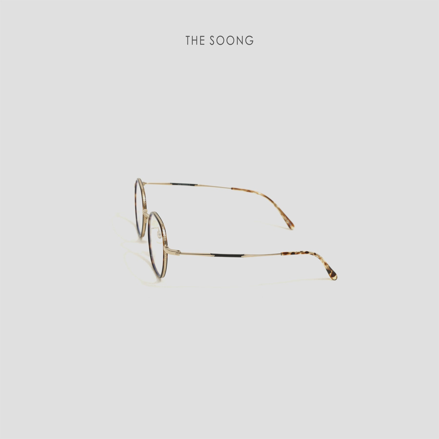 THESOONG/polygon glasses, ultra-lightweight titanium dual-color yellow pattern versatile makeup-free glasses 8512