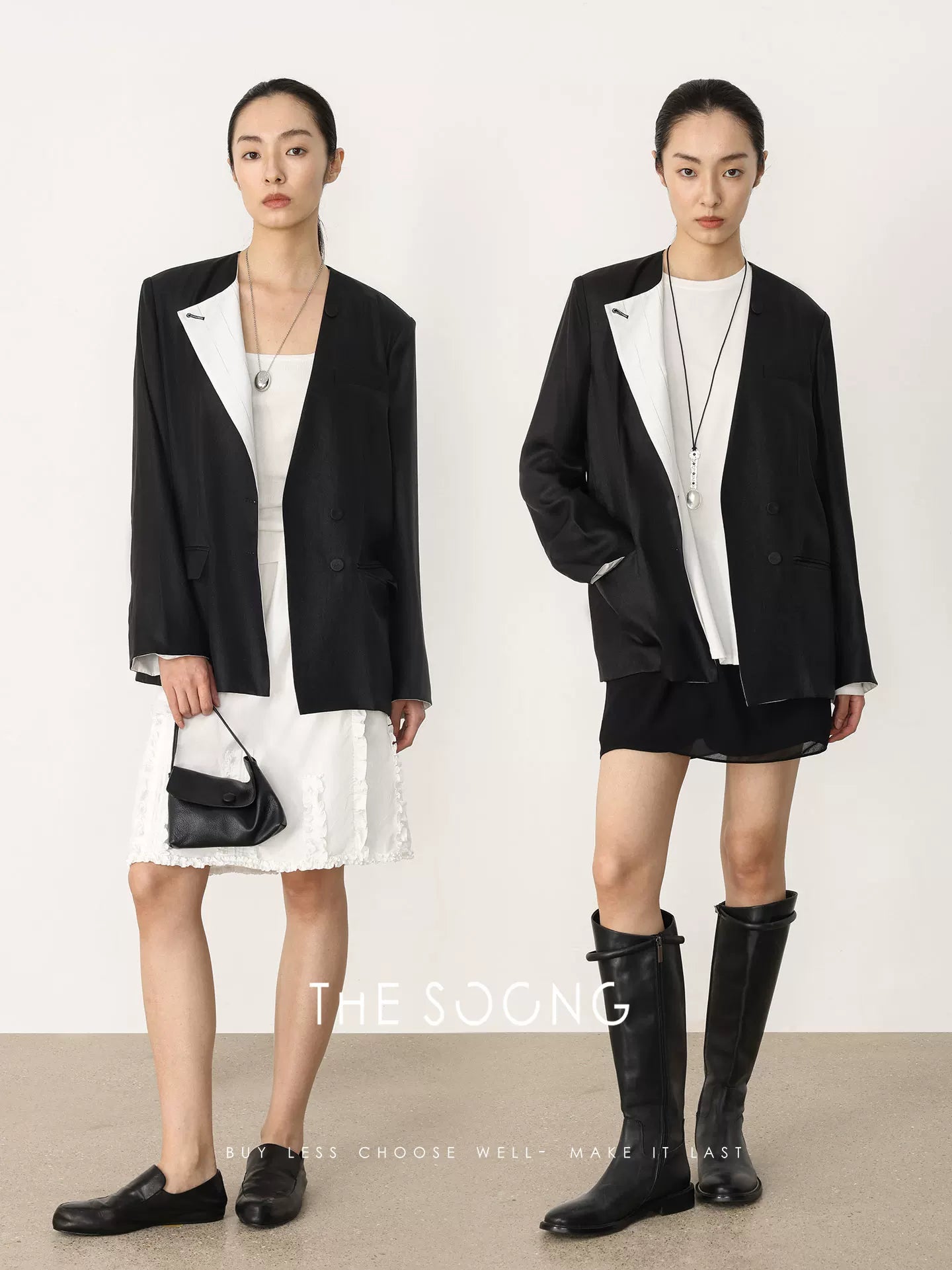 THESOONG Spring New Mulberry Silk Top Women's Design Jacket Women's Double-Breasted Blazer HWWT8659