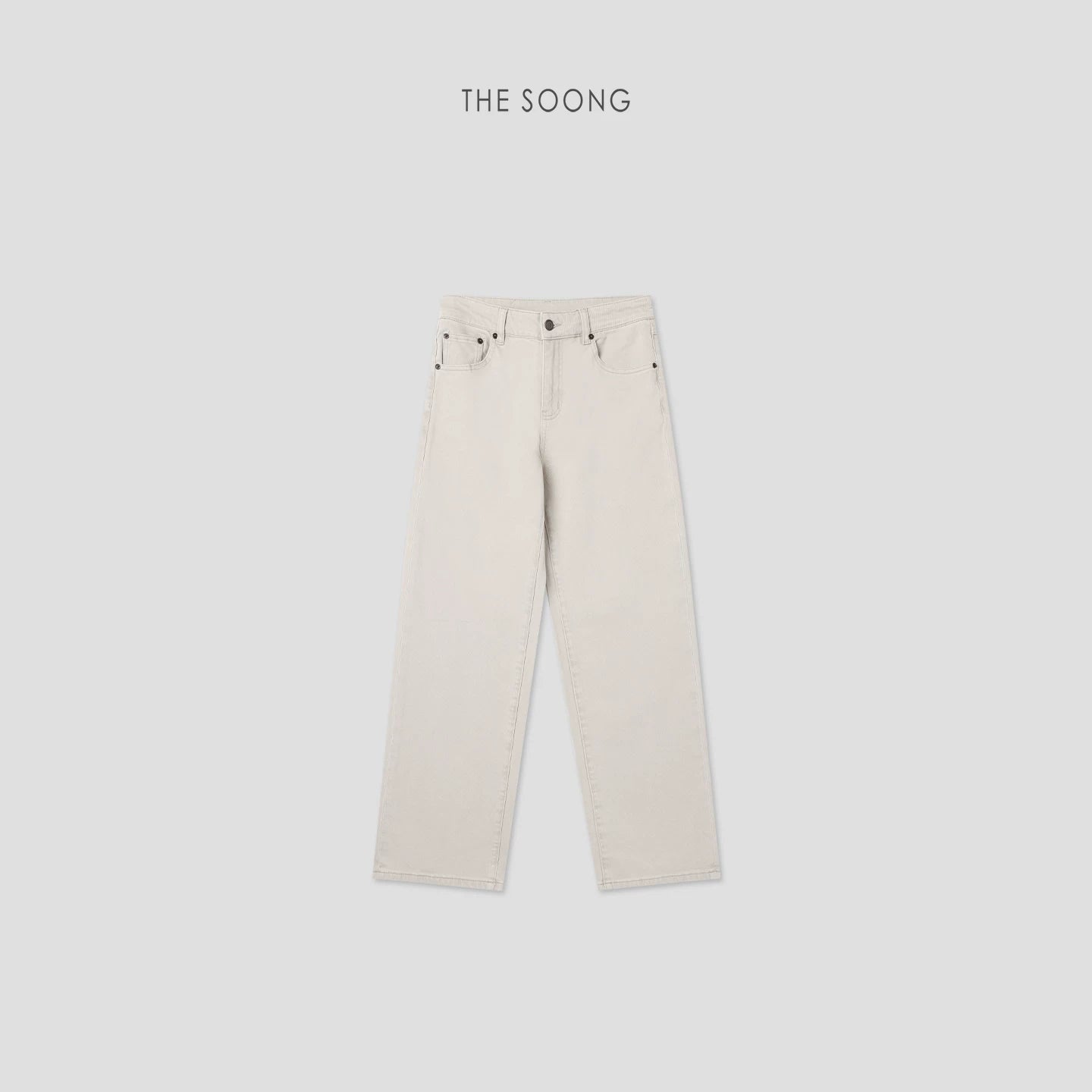 THESOONG/Cotton Straight-Leg Jeans for Women Spring Petite Wide-Hip Slim Casual Pants HBKZ7460