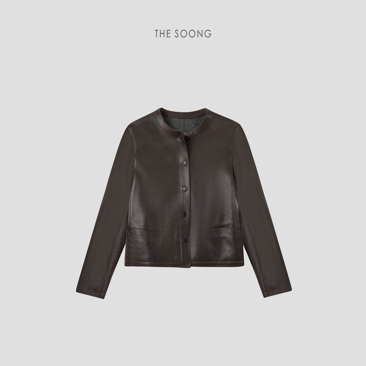 THESOONG/Leather Poetry New Zealand imported sheepskin round-neck single-breasted short genuine leather jacket 8918