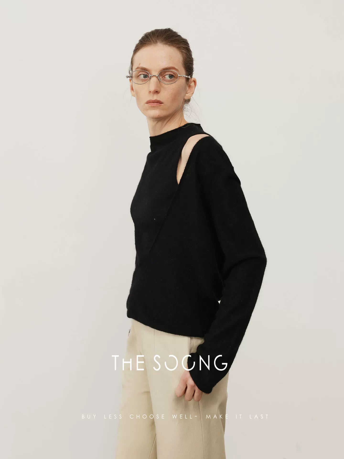 THESOONG/ Layered aesthetics Italian woven cashmere-wool one-piece fake two-piece sweater 7563
