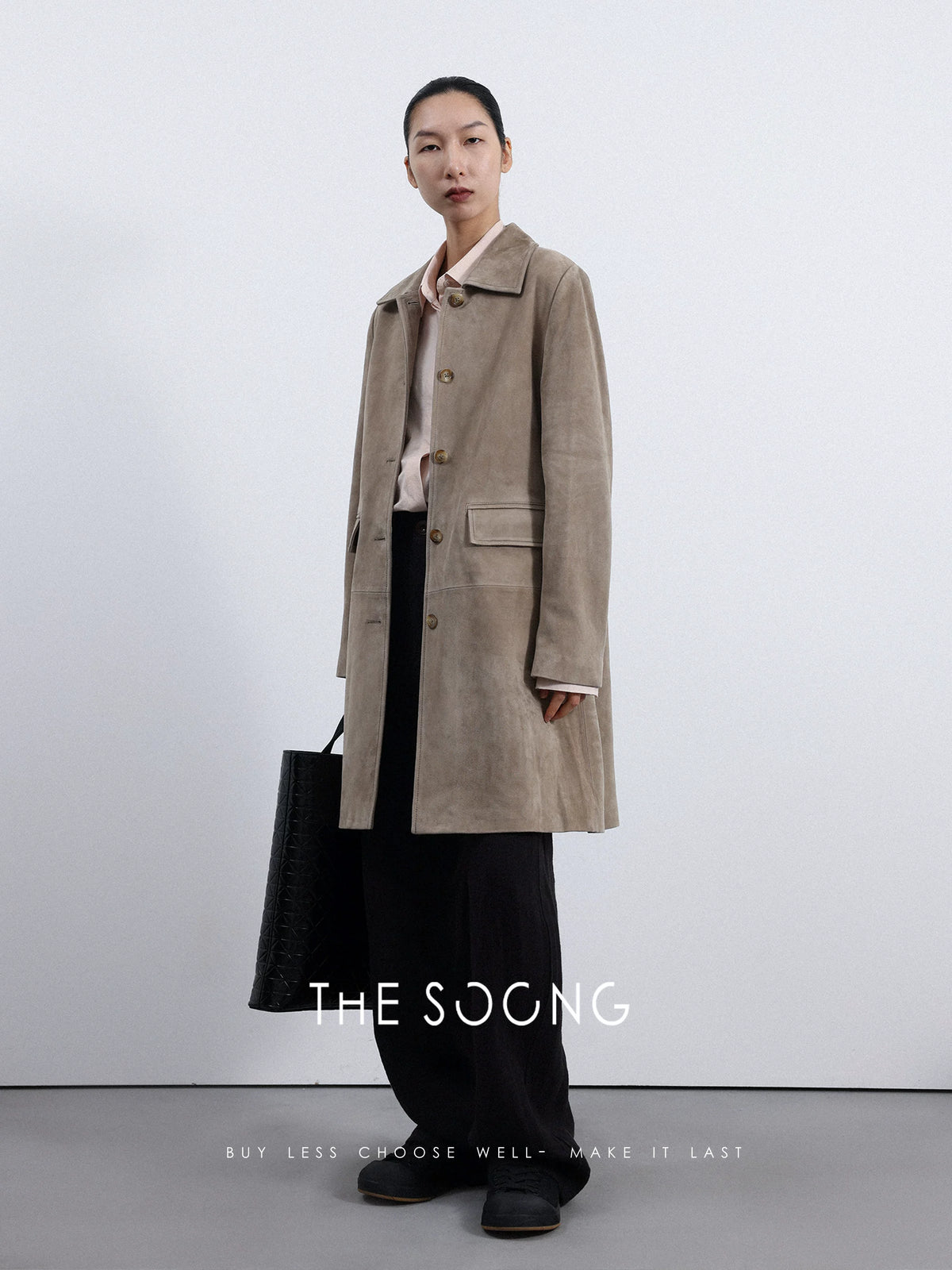 THESOONG/Quiet Luxury High-end Sheepskin Suede Coffee-colored Women's Trench Coat Mid-length Jacket 3682