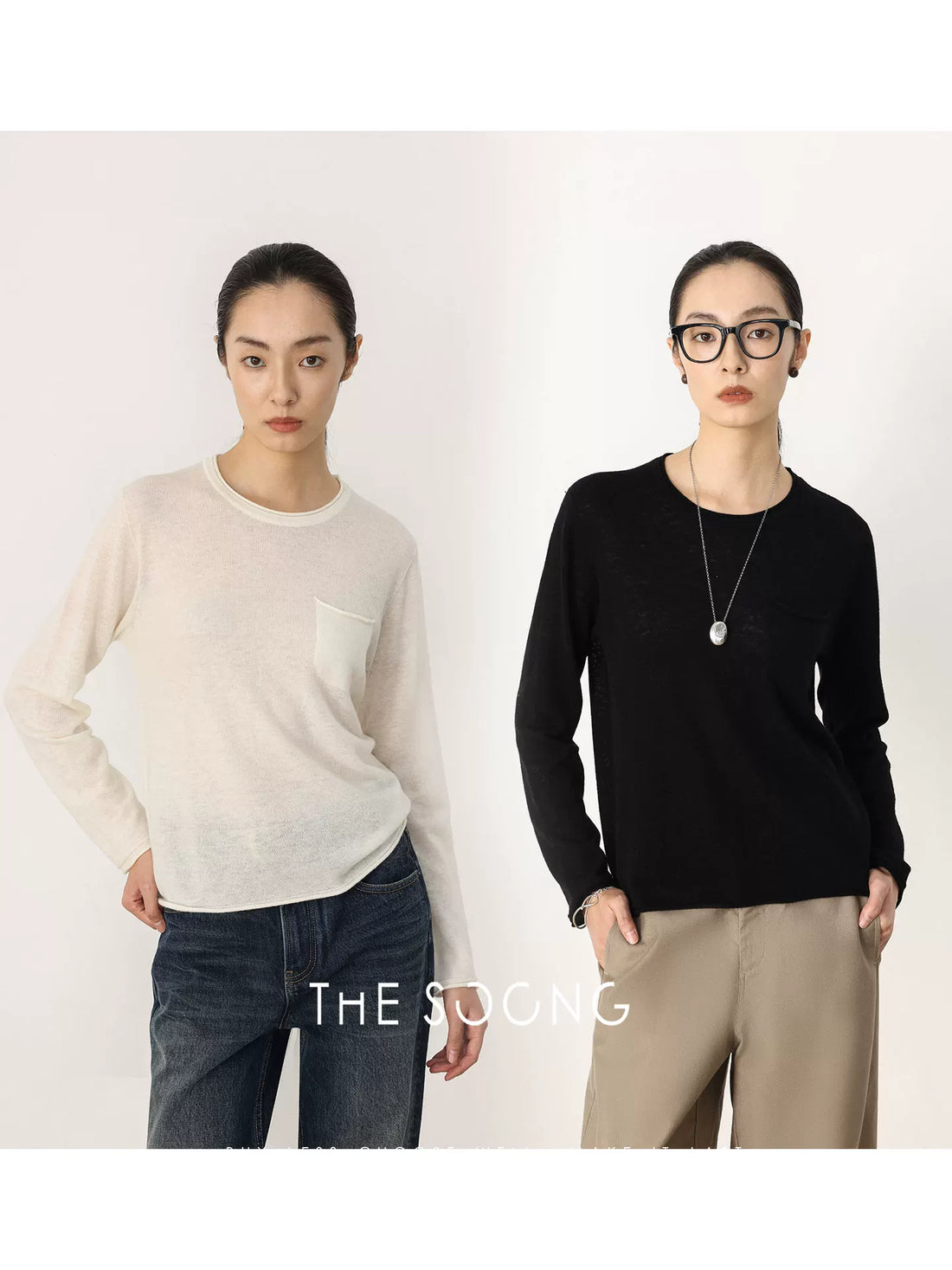THESOONG/Spring New Arrival Wool 100% Base Shirt Crew Neck Long Sleeve Semi-High Collar Soft HWMY8490