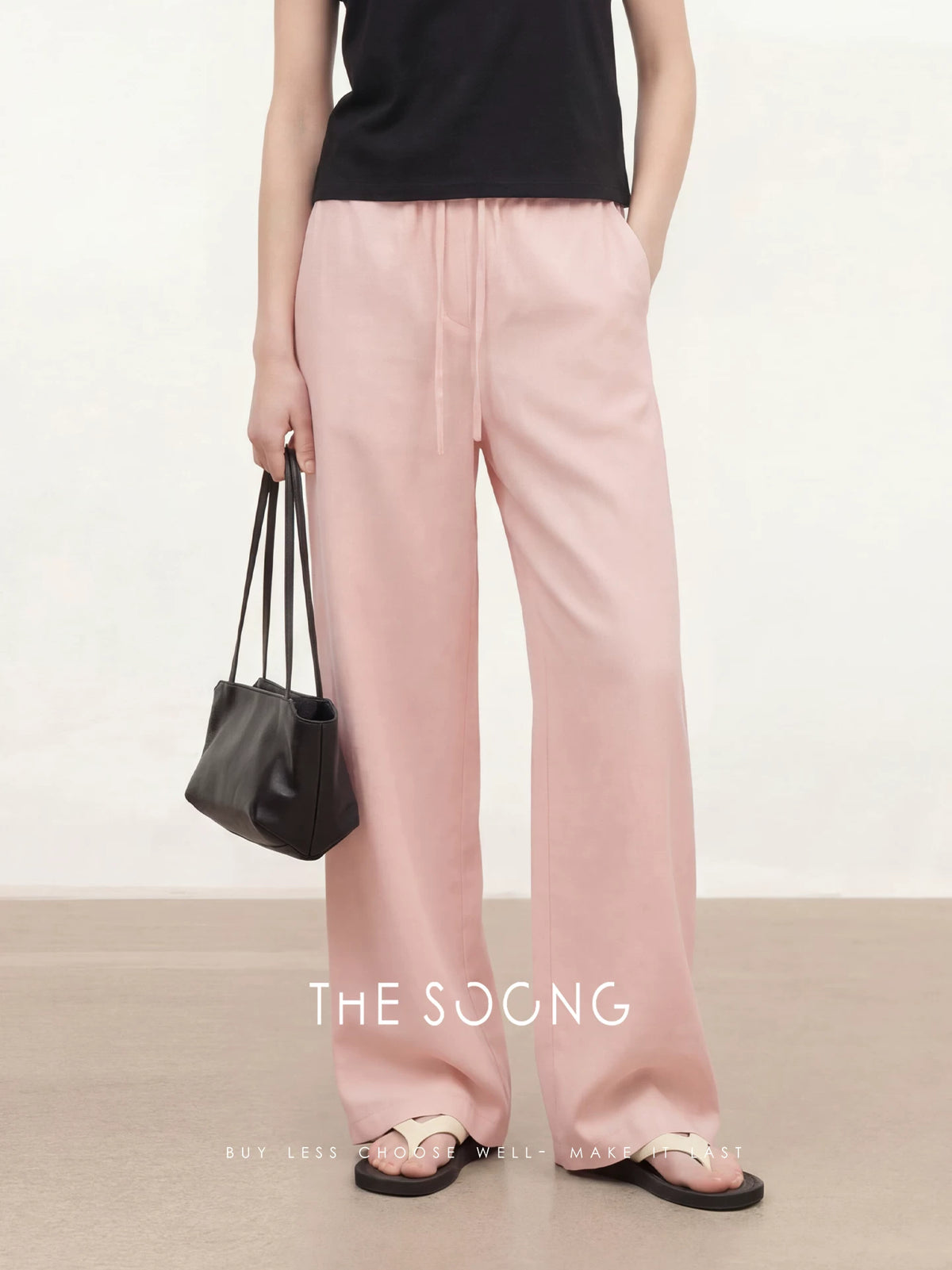 THESOONG/Quick-Dry Anti-Mosquito Pants Silk Modal One-Piece Cut Sun-Protective Wide-Leg Pants for Women Summer 8885