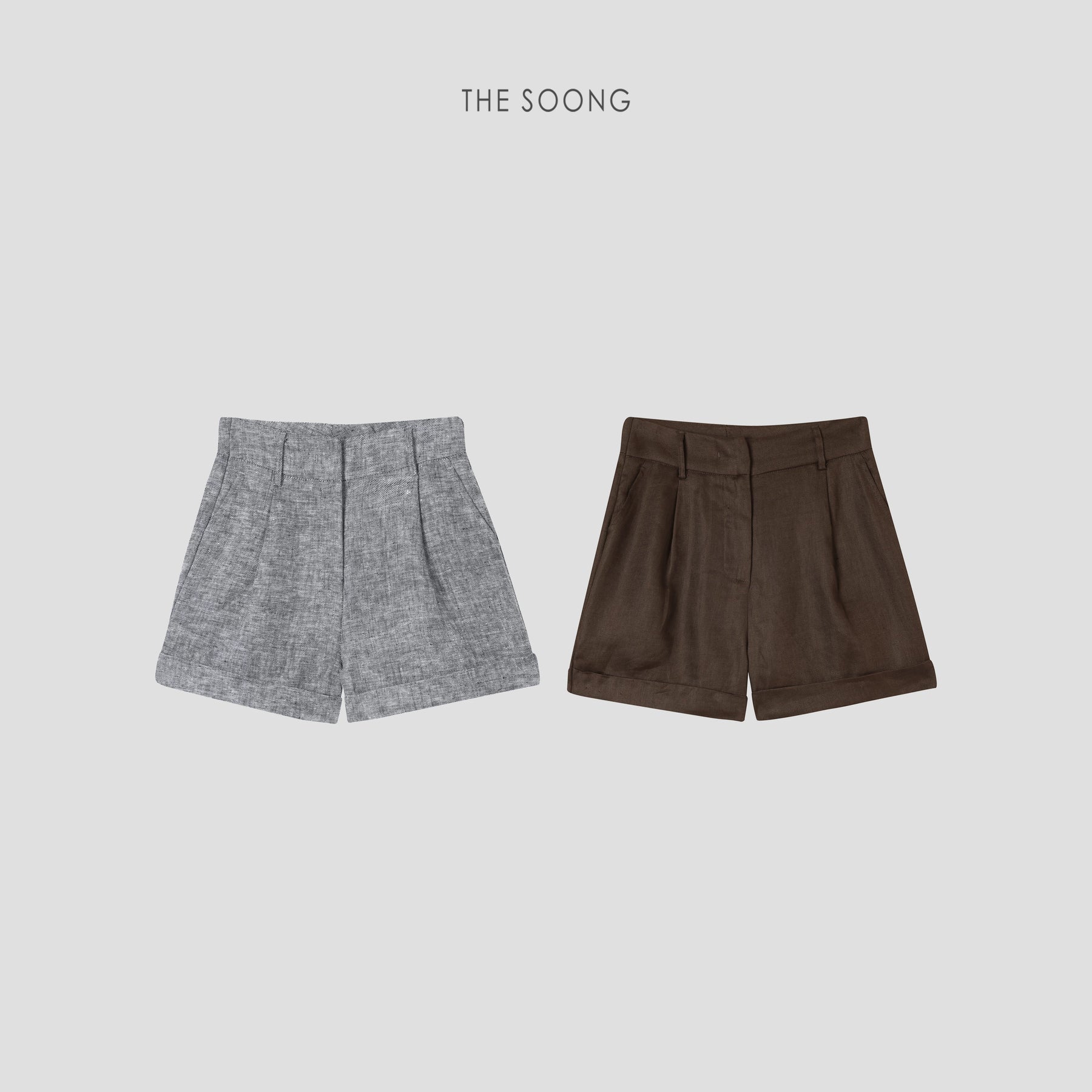 THESOONG/French Vintage 100% Selected Linen Minimal Mid-Waist Slim A-Line Casual Blazer Shorts
