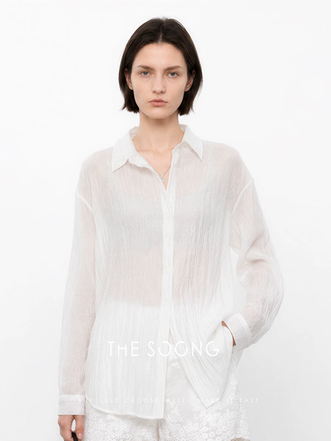 THESOONG/ Tencel Linen Summer Thin Design Wrinkle Texture Loose Cool-fit Women's Shirt 8728