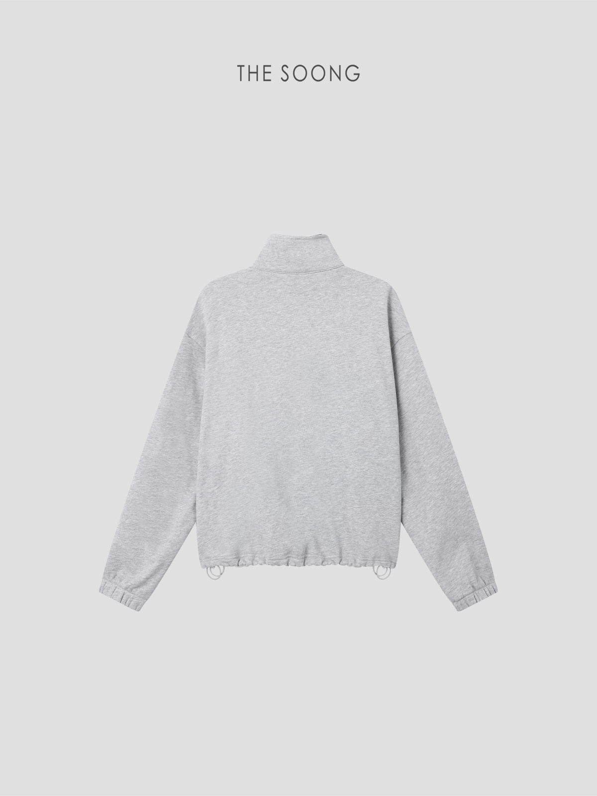 THESOONG/Gray Salt Cheese Classic American Retro 100% Cotton Stand Collar Half-Open High Collar Sweatshirt Women 9193
