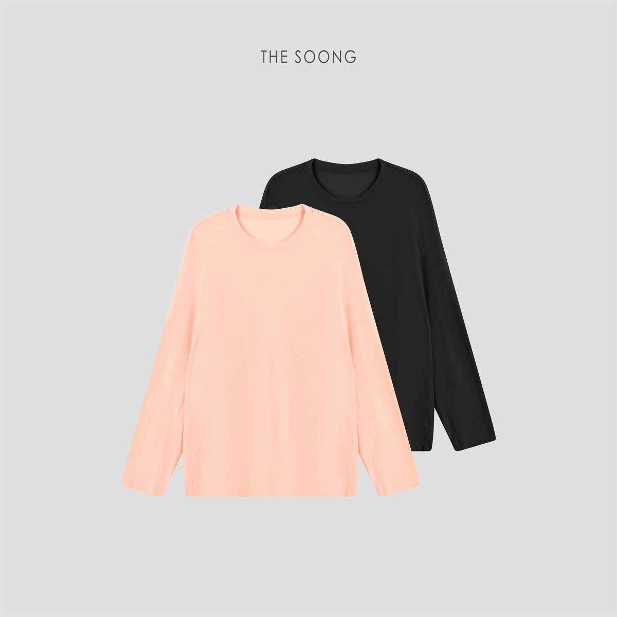THESOONG/Cocoon T Simple Basic 100% Paper-Feel Cotton Round Neck Loose Solid Long Sleeve T-Shirt for Women 8819
