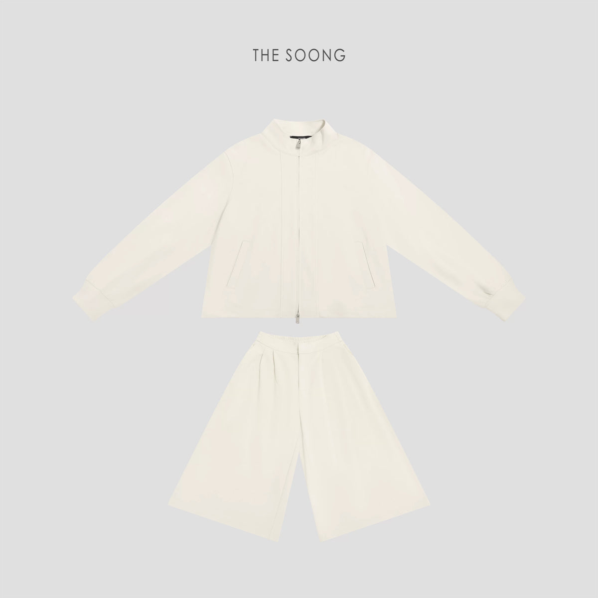 THESOONG / Stiff and Non-Collapsing Double-Weave Raglan Sleeve Shaped Casual Sweatshirt Set 8190/8113