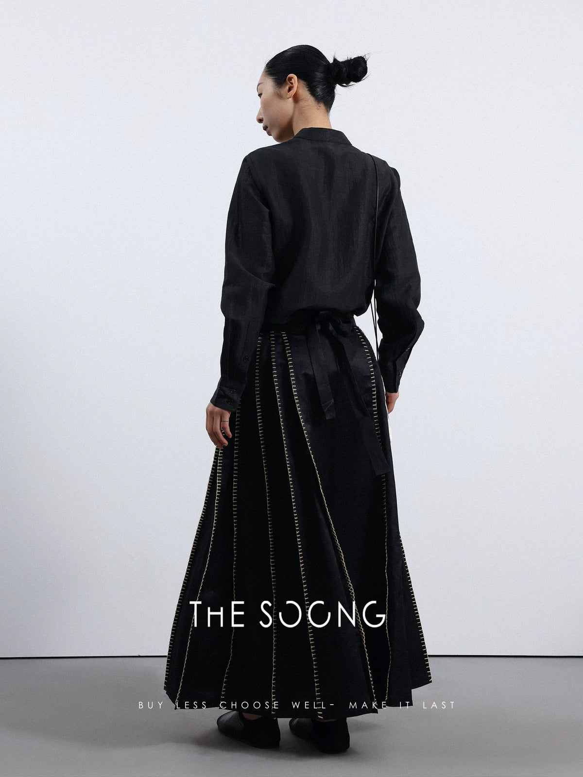 THESOONG/Heavy Satin Xiangyun Yarn 100% Mulberry Silk National Style New Chinese Ma-Mian Skirt for Petite Women