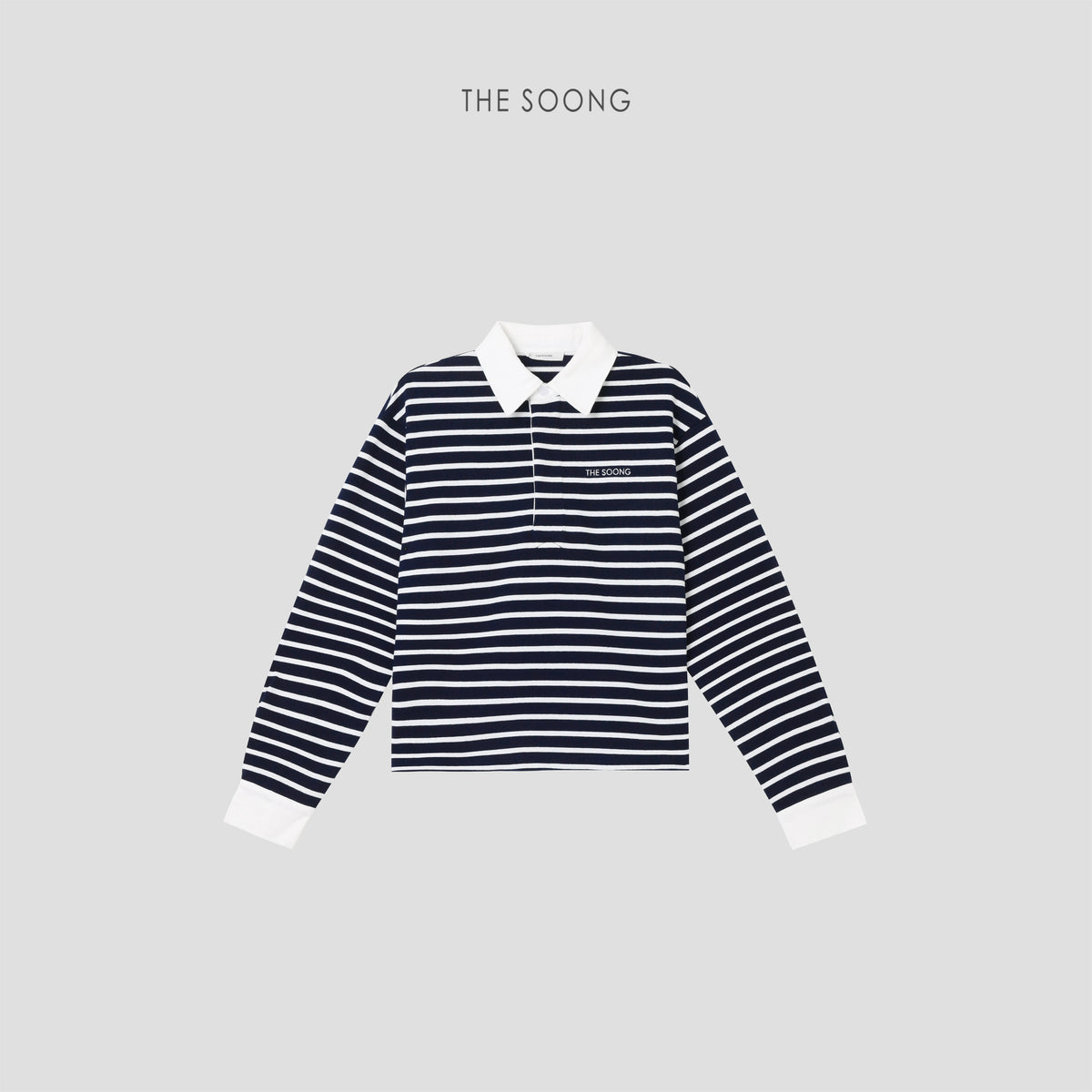 THESOONG/Coastline 100% Twill Cotton Yarn-Dyed Brushed Casual Structured Polo Collar Sweatshirt 9288