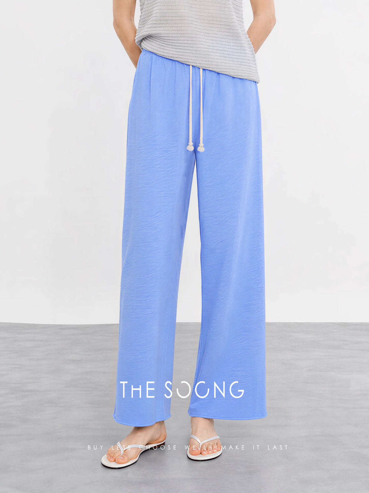 THESOONG/Pure Cotton Yarn-Dyed Bamboo Pattern Wide-Leg Pants for Women, Summer Breathable Frayed Casual Long Pants HWKZ9378