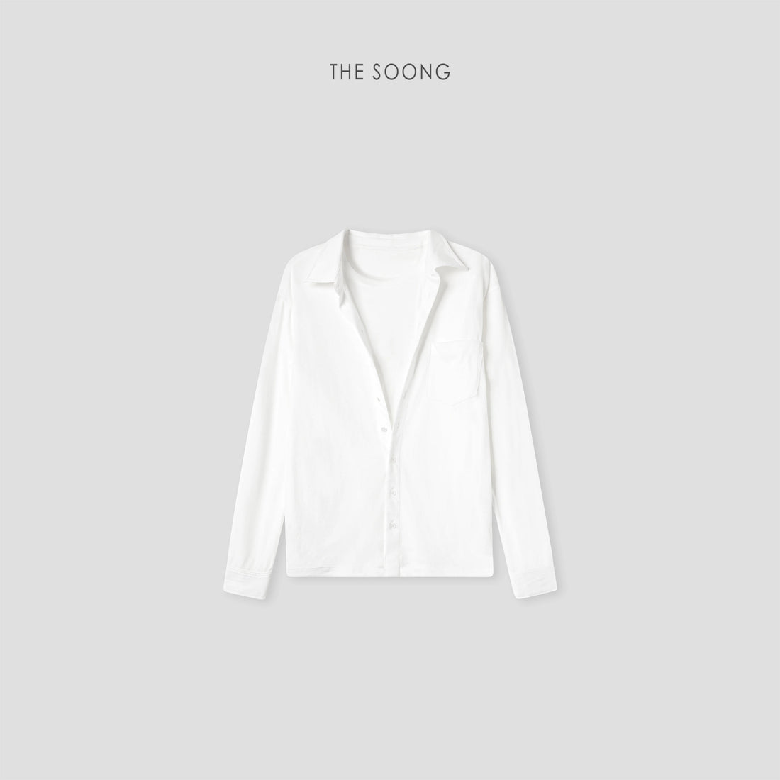 THESOONG/Cloud silhouette pure cotton ultra-light single yarn plain weave fake two-piece shirt jacket for women 7607