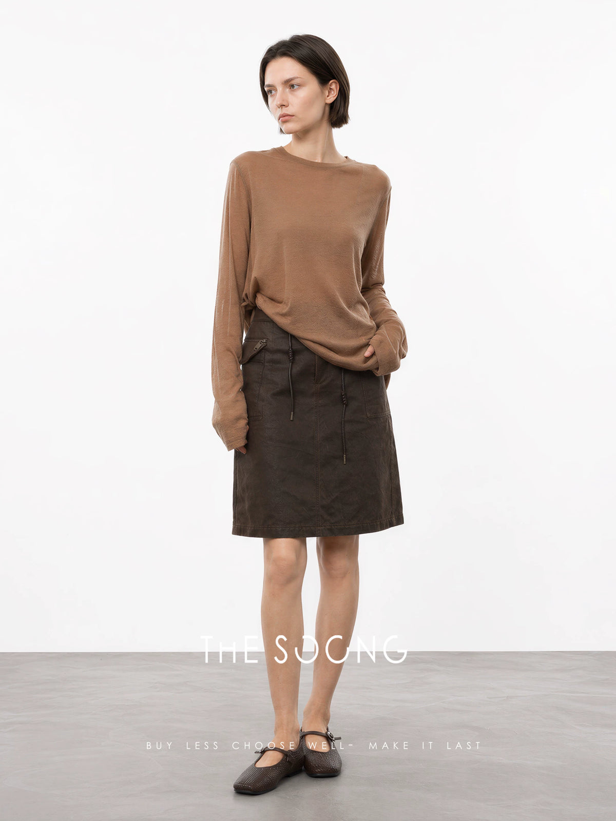 THESOONG/Vintage Old Money Mid-Waist Drawstring for Women, Autumn Accentuated A-Line Drawstring HWQZ7672