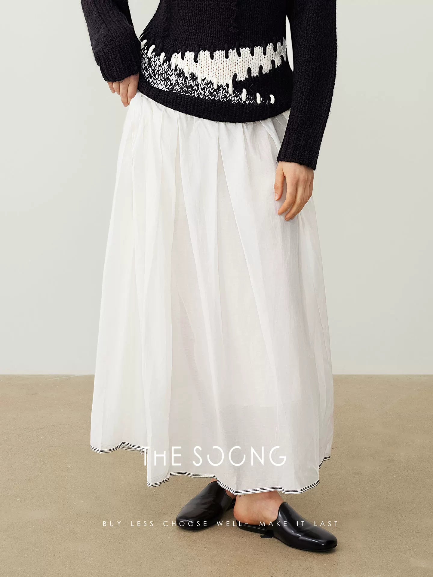 THESOONG/Early Autumn Outfit Mulberry Silk Mid-Waist Skirt for Women Mesh Skirt Versatile Casual HBQZ6674
