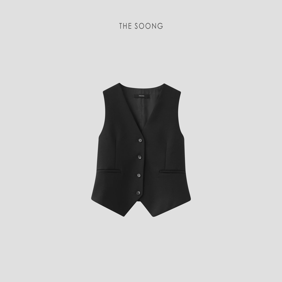 THESOONG/British Style Soft and Delicate Wool V-Neck Simple Vest Jacket for Women 7469