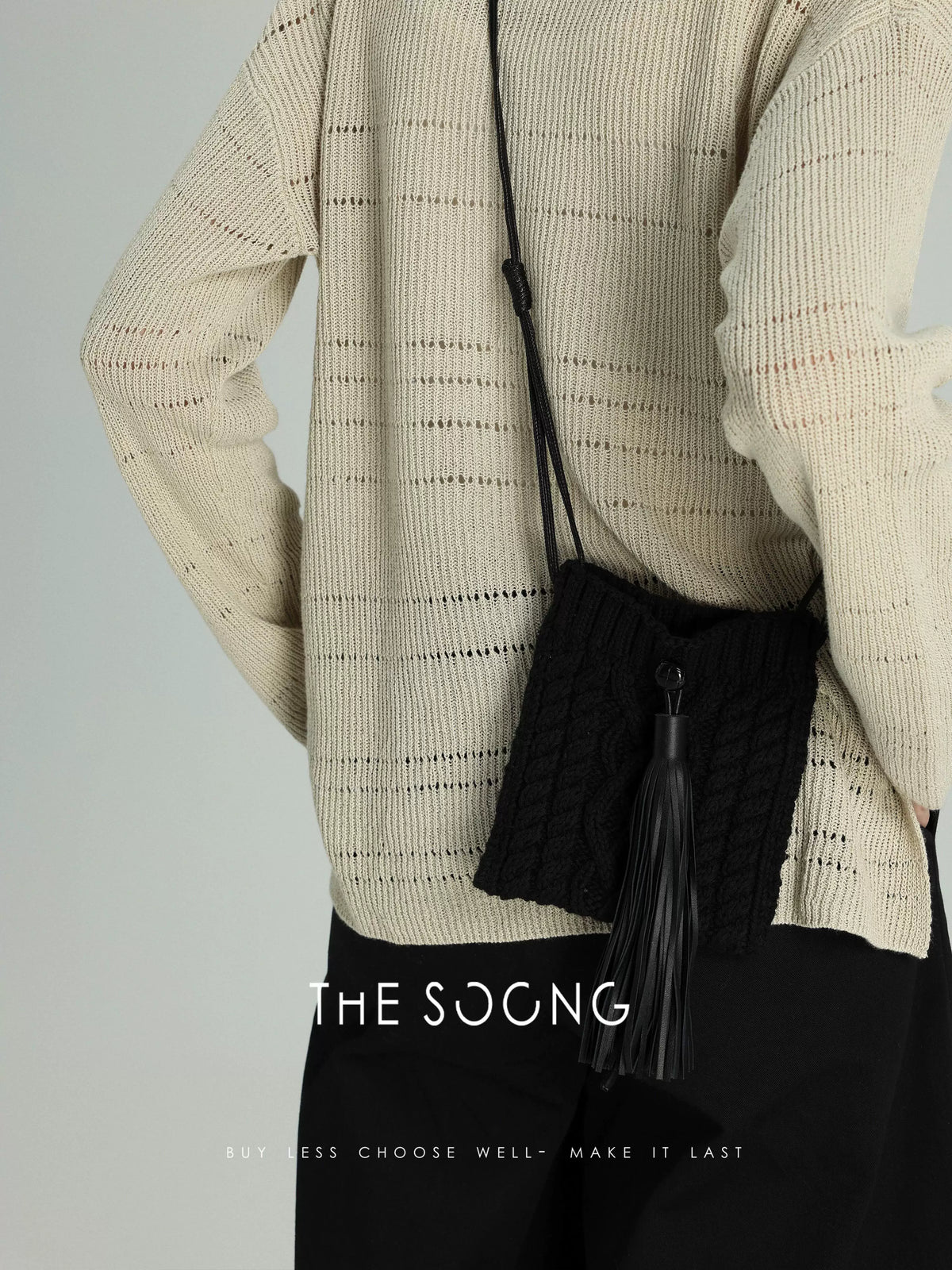 THESOONG/handmade series, adjustable multi-needle wool knit warm versatile shoulder bag 6051