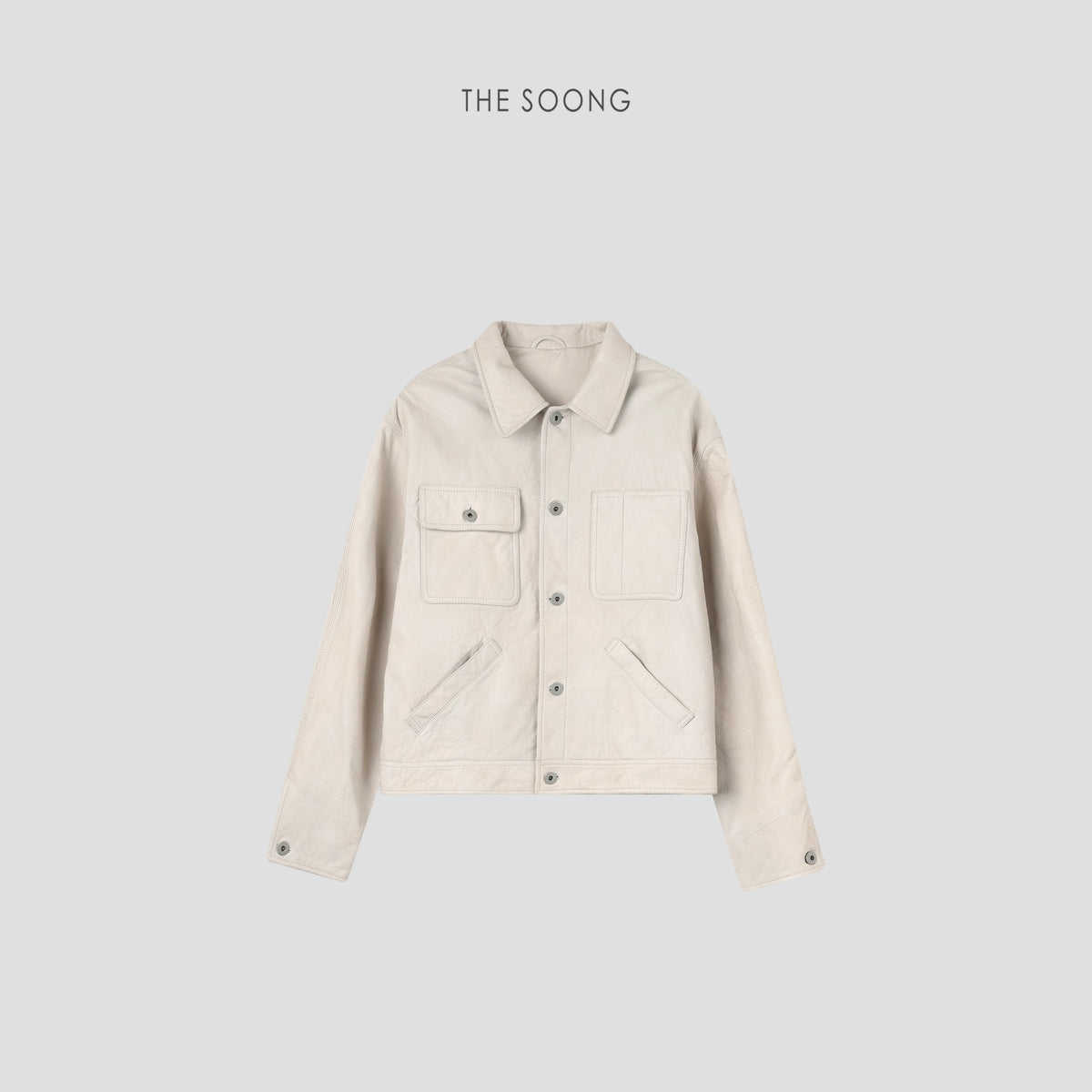THESOONG/Confident Aesthetic Natural lambskin asymmetric pocket trendy lapel leather jacket
