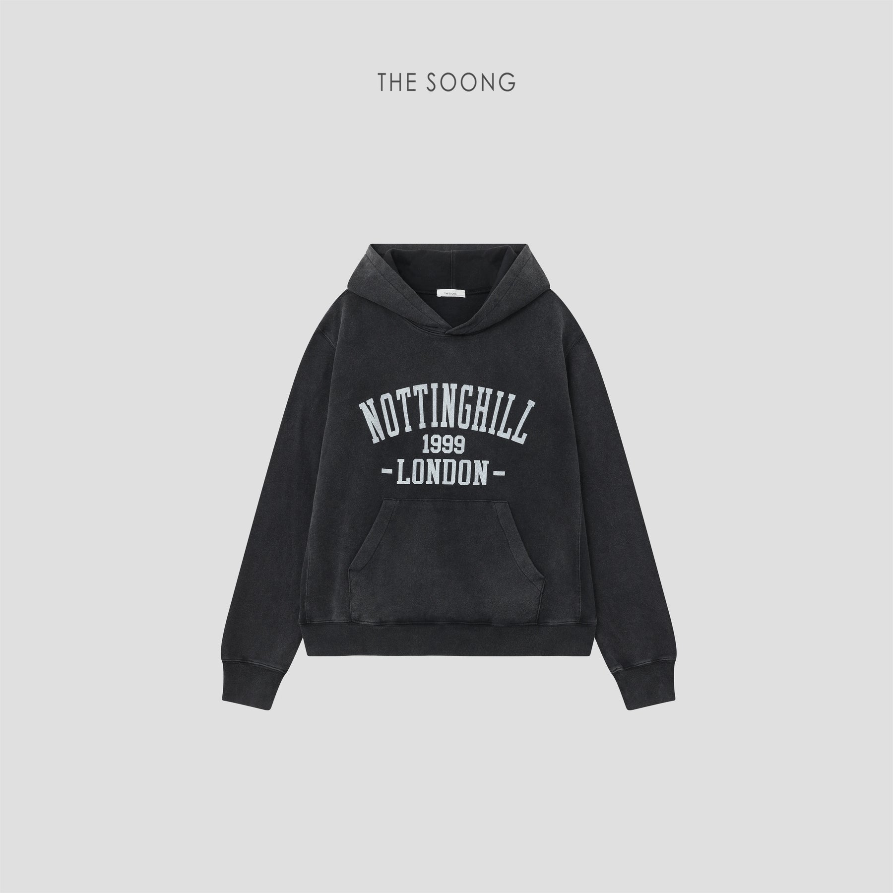 THESOONG/Old feeling 100% cotton faded distressed loose mid-length hoodie for women 9049