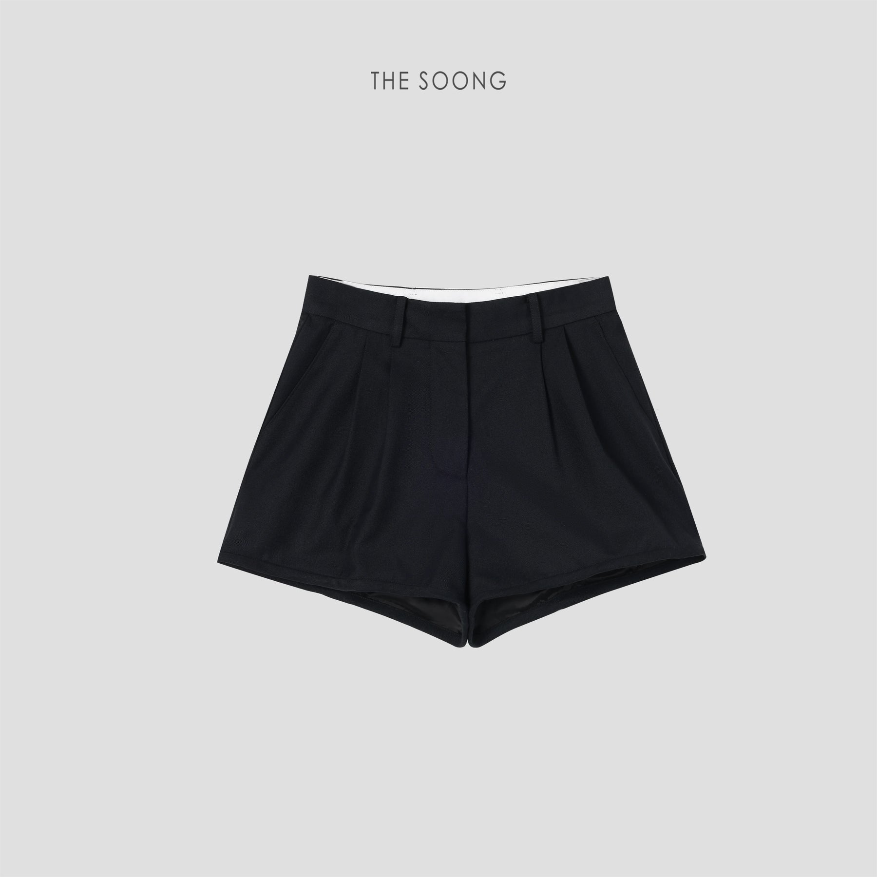 THESOONG / Twisted Pants Wool Blend High-waist Suit Shorts for Women A-line Slim Casual Shorts 9181