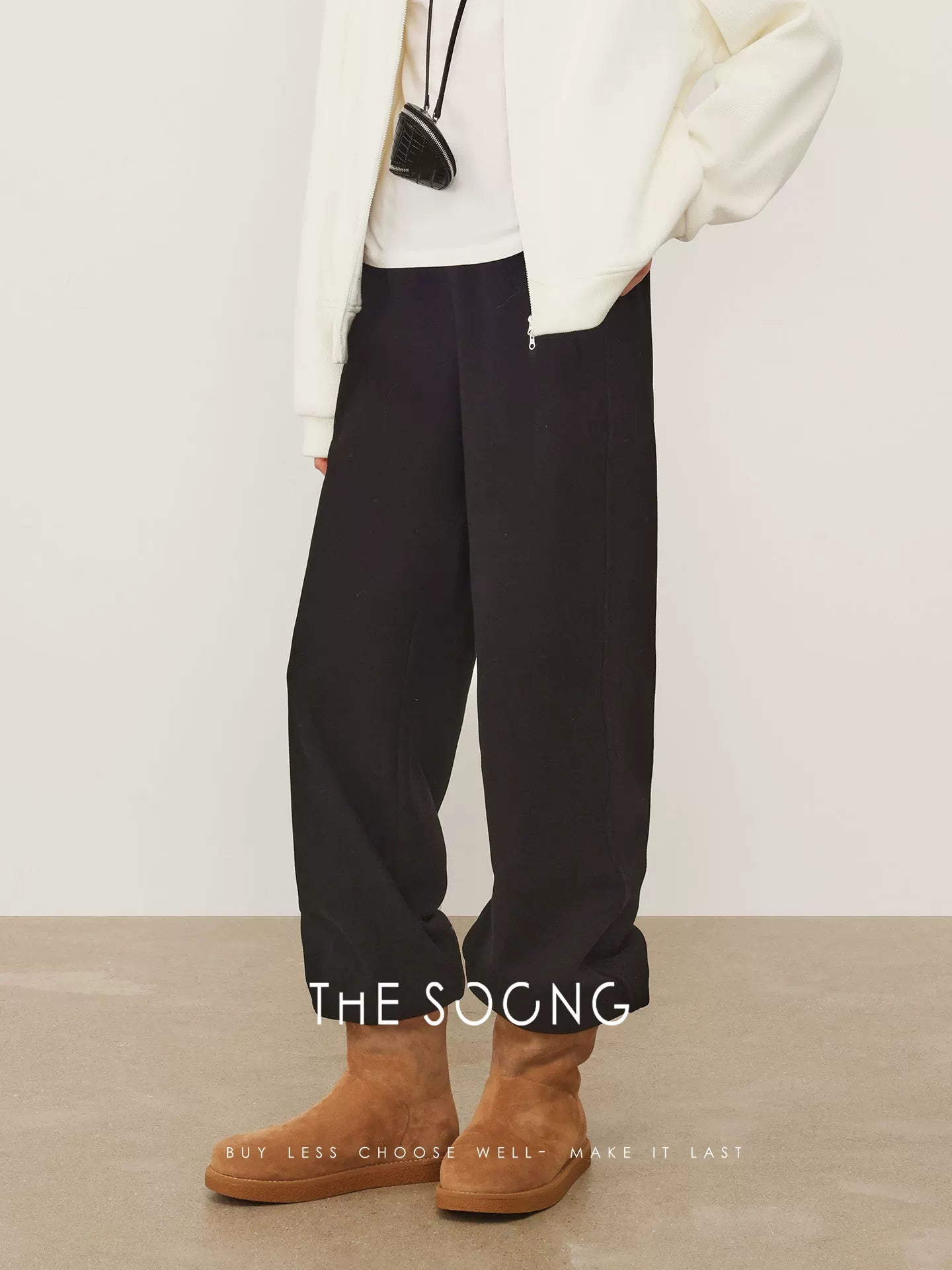 THESOONG/Warm Ocean Oats Fleece High Elastic Thickened Cocoon-Shaped Elastic Mid-Waist Casual Pants for Women 5950