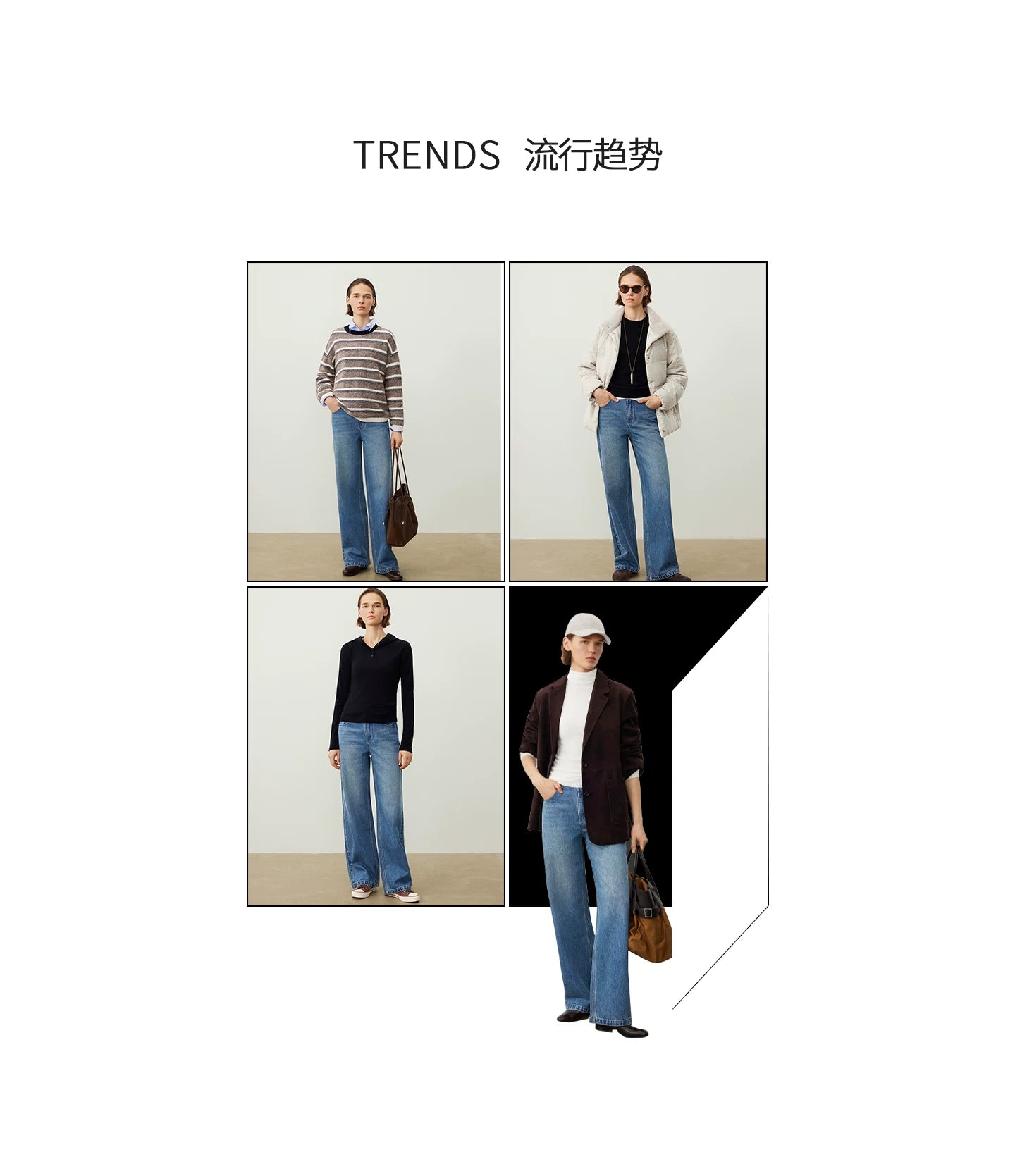 THESOONG/Blue Cow Bracket Pants, Turkish Imported Fabric 100% Cotton Straight-Leg Jeans for Women, Durable 7276