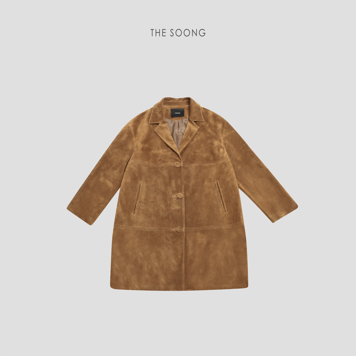 THESOONG / New Women's Pure Lambskin Fine Texture Structured Suit Collar Mid-length Leather Jacket 7758