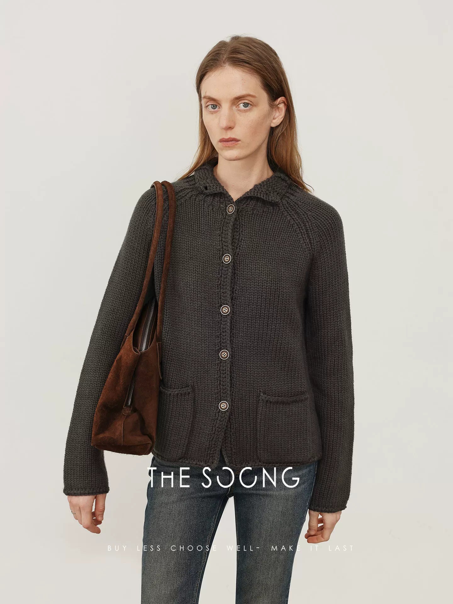 THESOONG/New Women’s Casual Relaxed Hand-Knitted Sweater Cardigan Jacket 7719