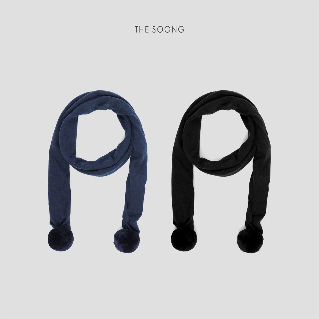 THESOONG/Sheep wool knitted scarf with pom-poms, solid color winter scarf for women 7452