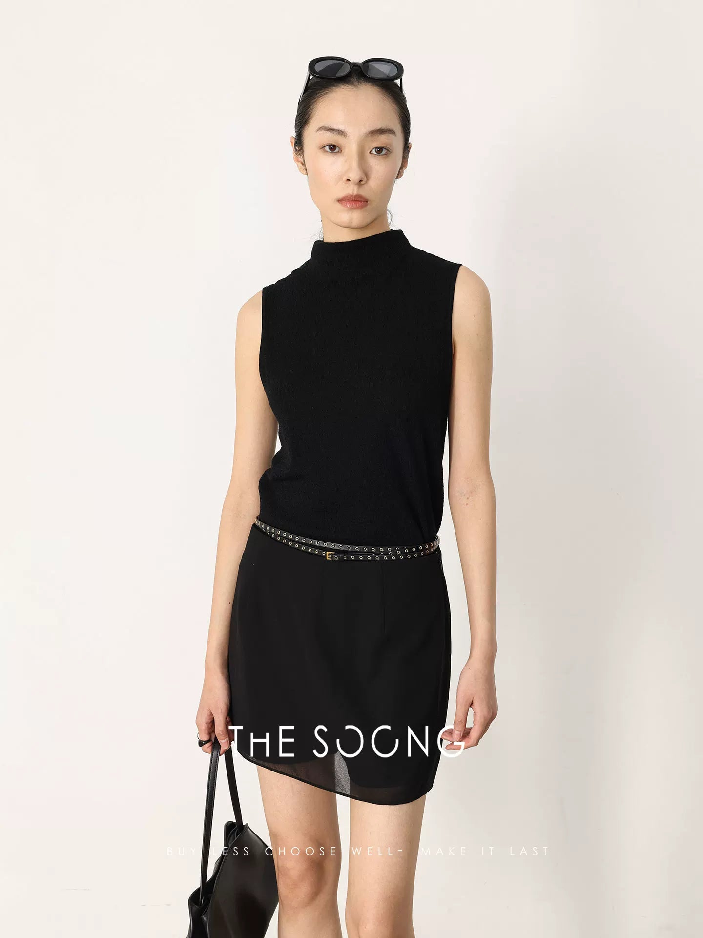 THESOONG / Spring new loose A-line skirt for women, elastic waist, slim and flattering short skirt, half-length skirt HWQZ8721