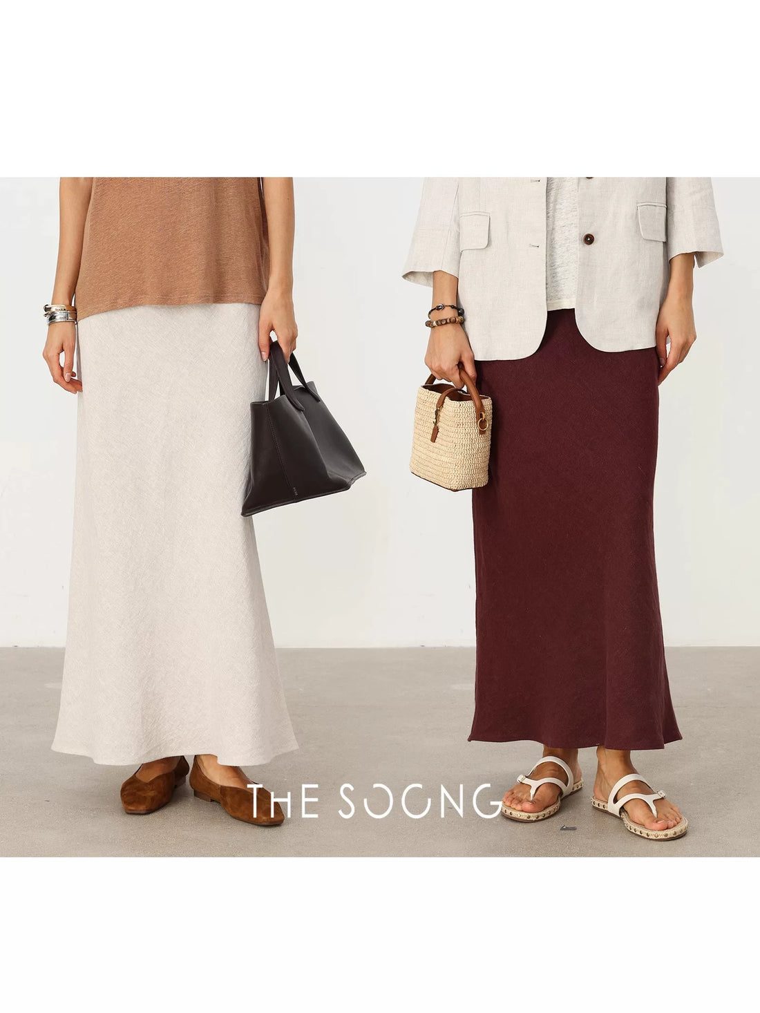 【Clearance 3】Bias-cut mermaid skirt Summer thin and soft fine bias-cut 100% linen half skirt for women 3989