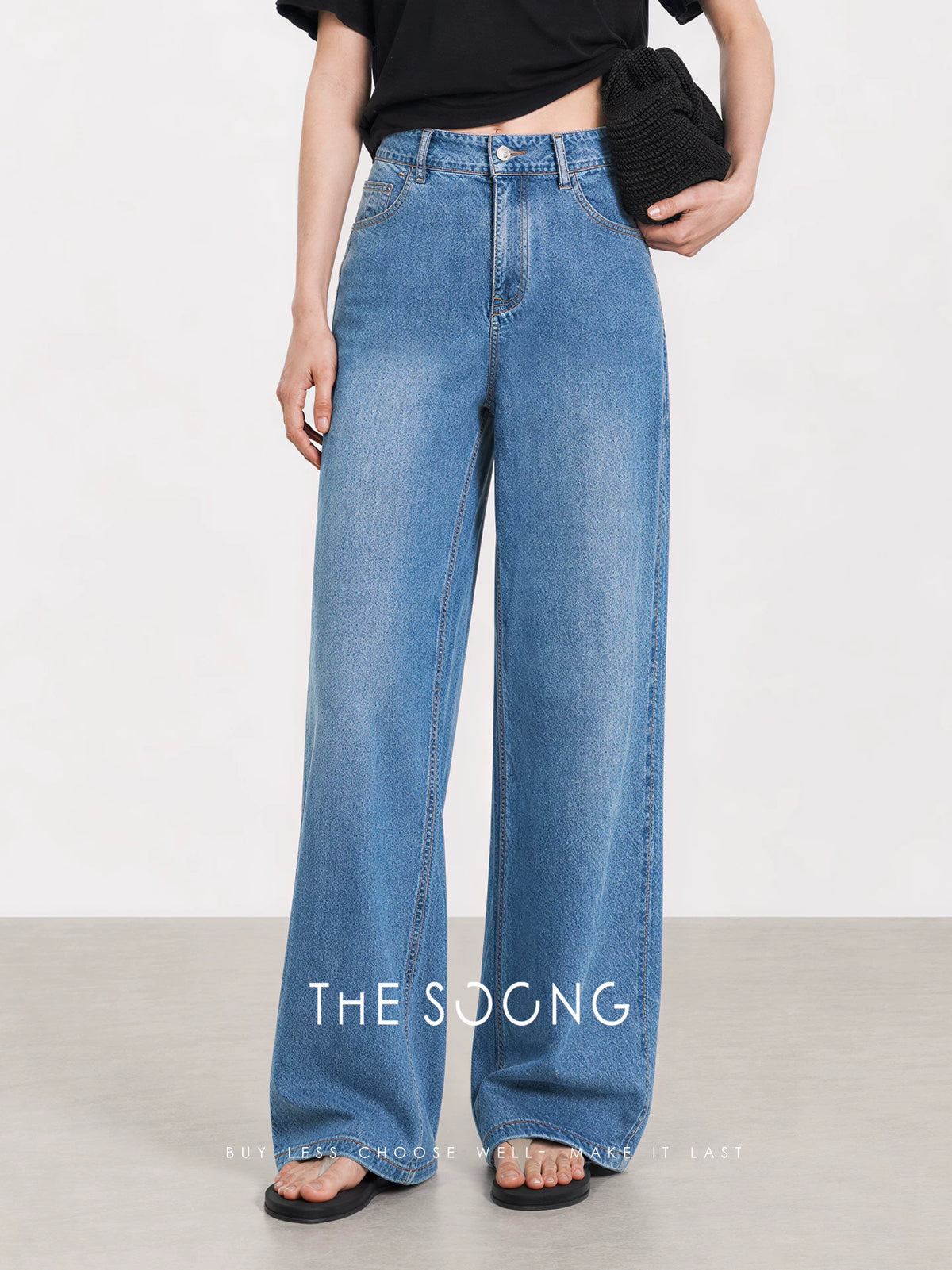 THESOONG/Blue Tone Denim High-Stretch Vest, Mid-Waist Jeans 6915/6976
