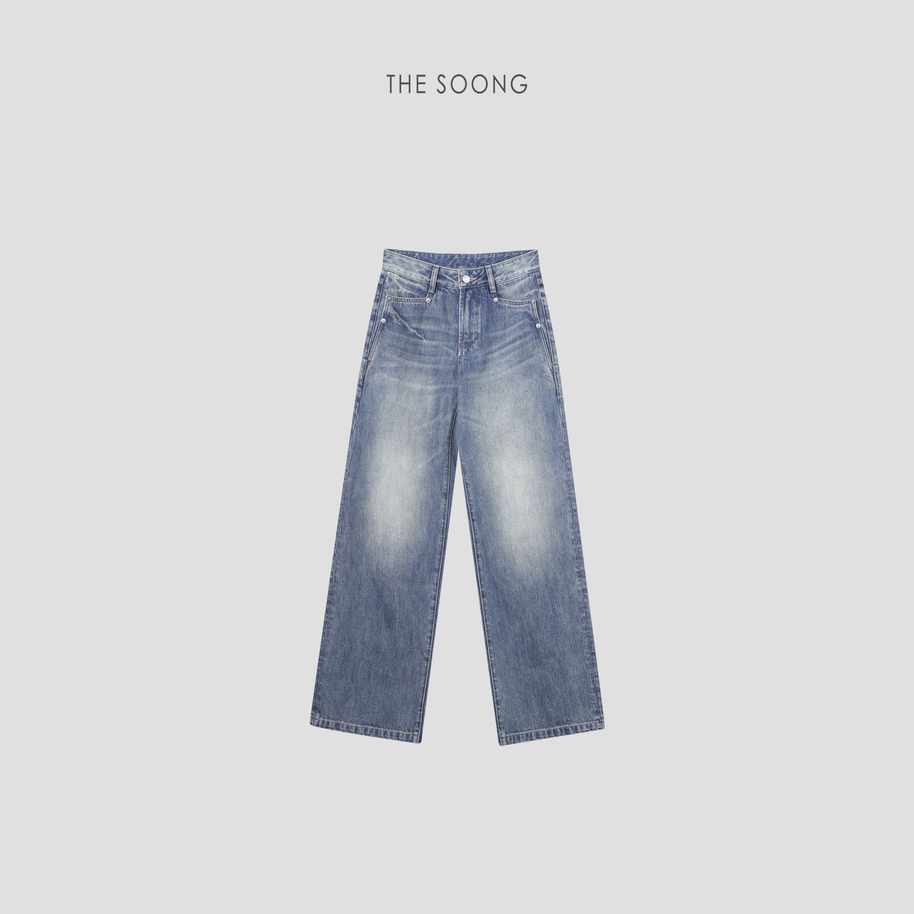 THESOONG / Yapi Aesthetic Vintage Italian Original Yarn Washed Line Sense Curved Knife Jeans 6942