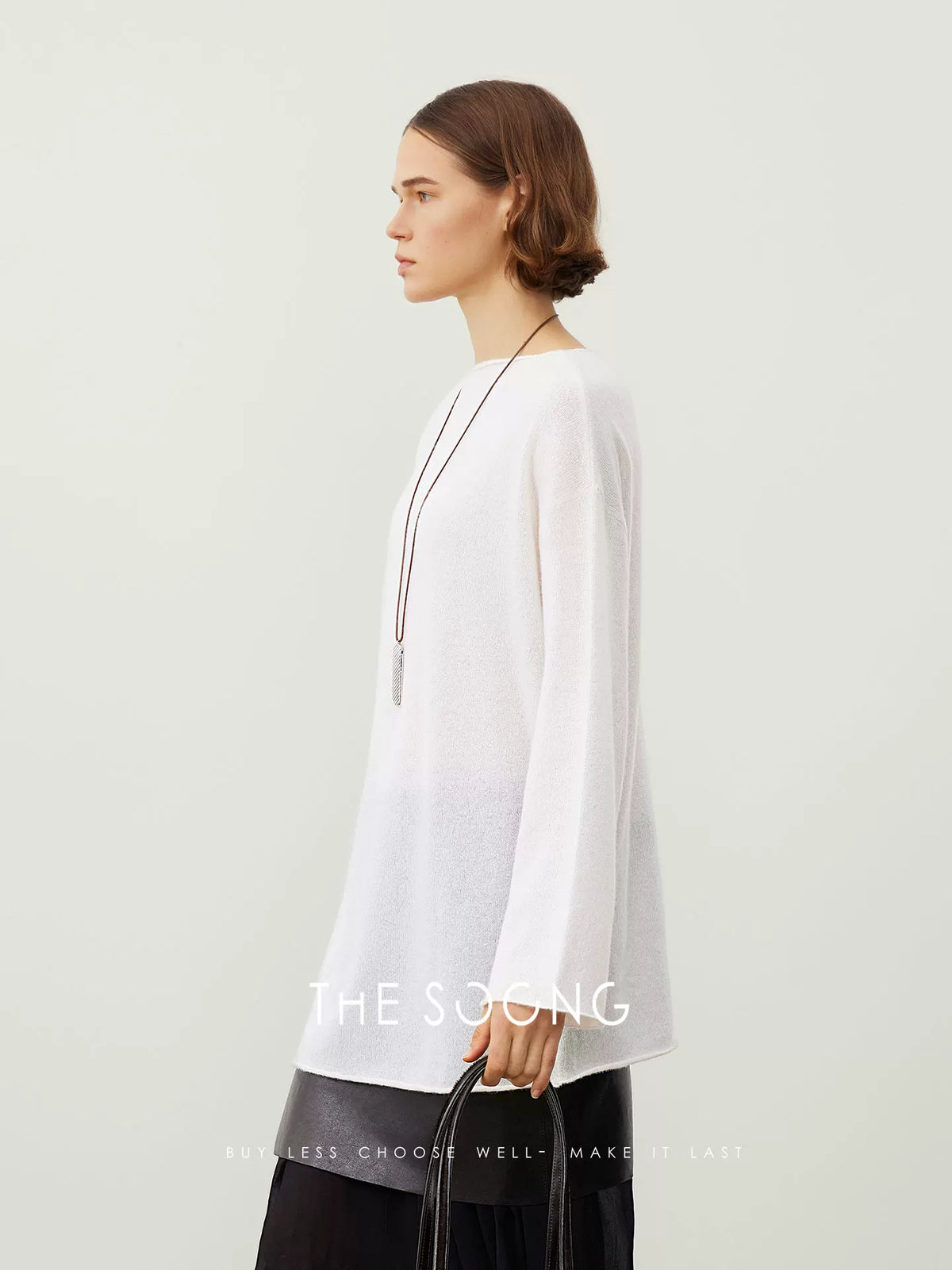 【Clearance 3】100% Pure Cashmere Kangsaini Base Shirt for Women, 226g Ultra-fine Thin Loose Lazy-fit 7585