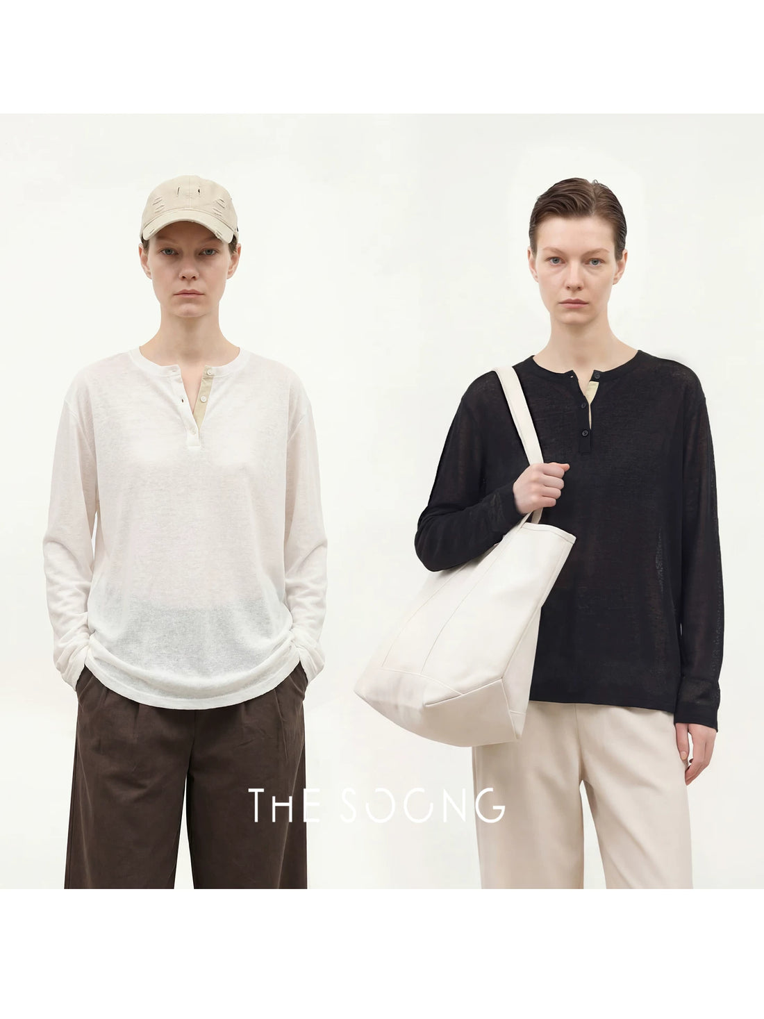 THESOONG/Craftsmanship: 16-Needle Fine Yarn Slow Knitting Henry Collar Spring/Summer Thin Top 8497