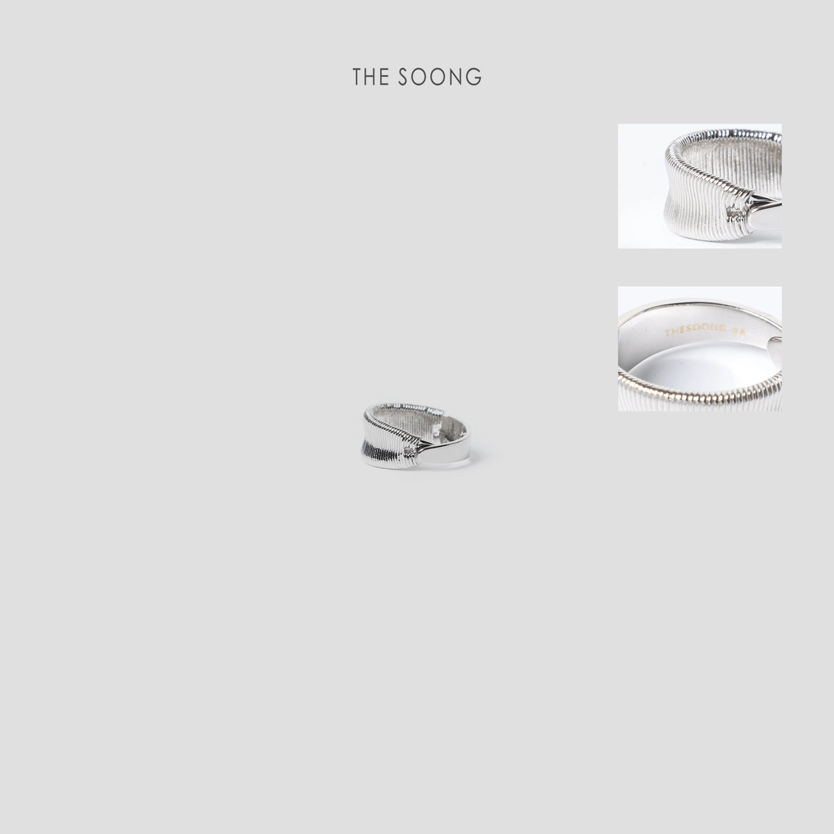 THESOONG/Sparkling Flow Light Luxury High-End Polished Copper Ring Metal Vertical Pattern Adjustable Open Ring Bracelet