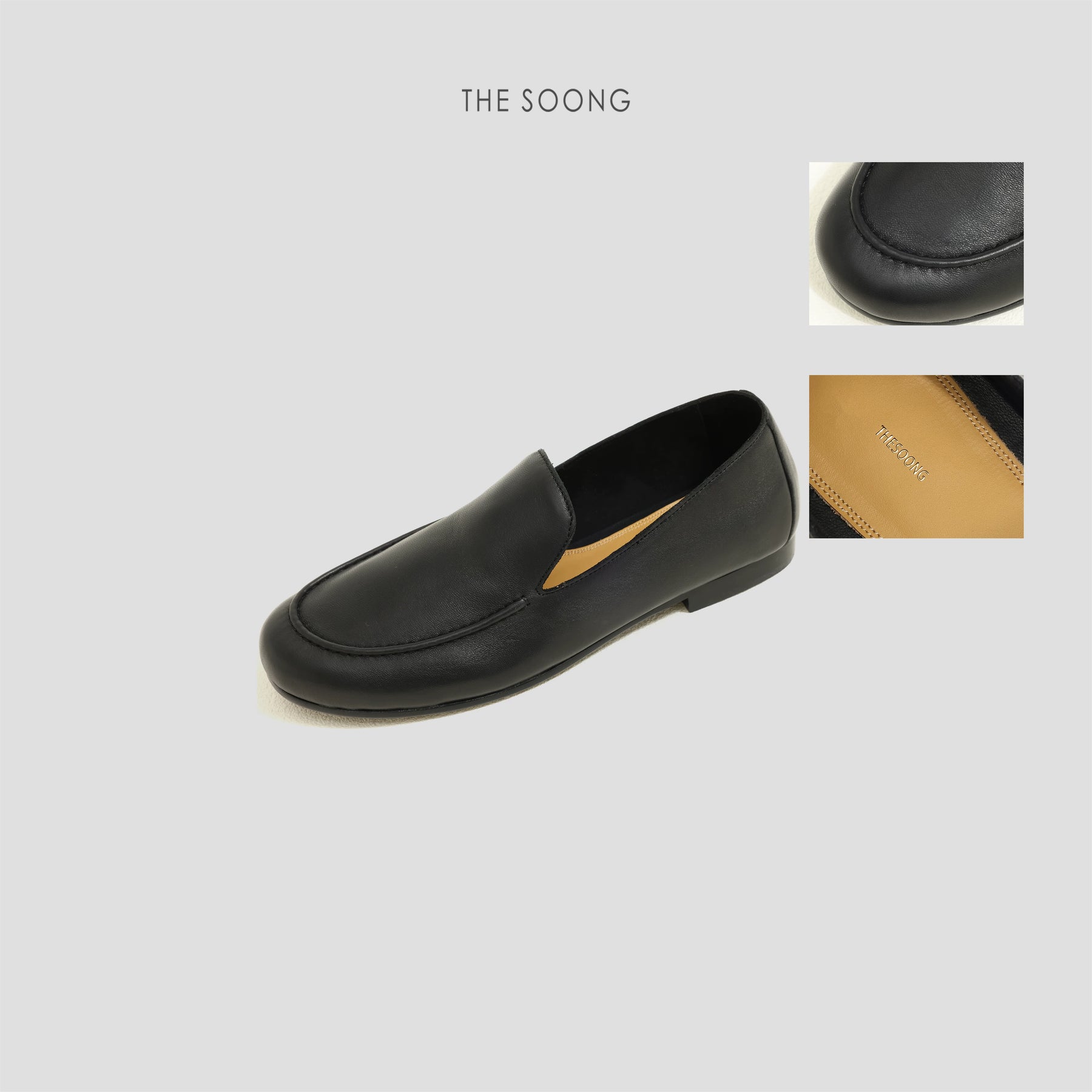 THESOONG/Early Spring New Classic Calfskin Lined with Cashmere Comfortable Low-Heel Loafers for Women HWXZ8271