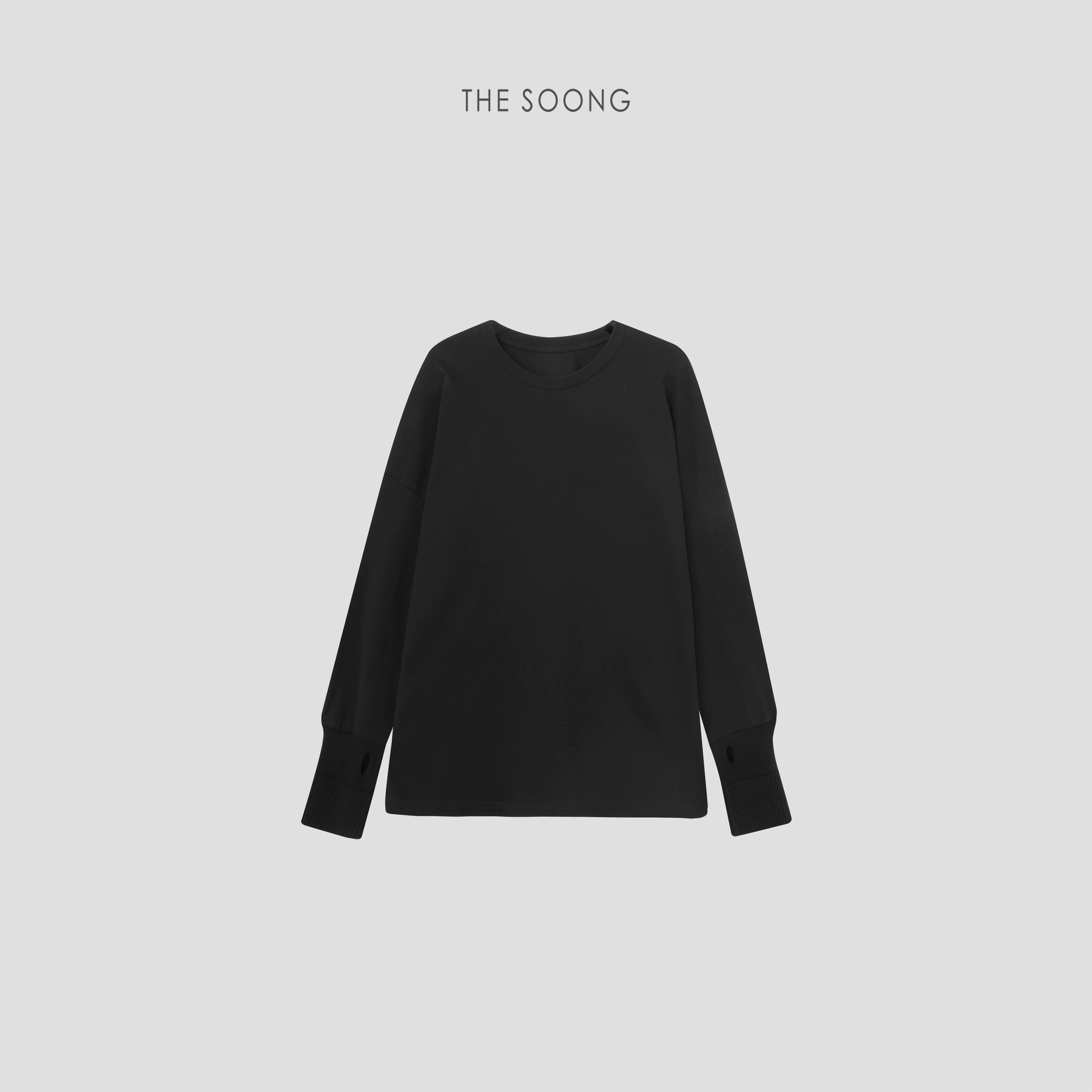 THESOONG/New women's boutique round neck splicing long sleeve T-shirt white base top for women 7523