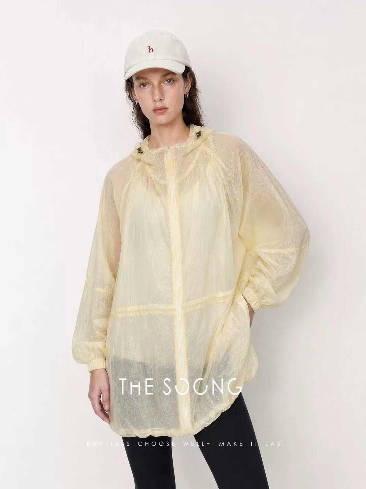 THESOONG/summer thin-structure gathered design women’s lightweight hooded sun-protective top 9220