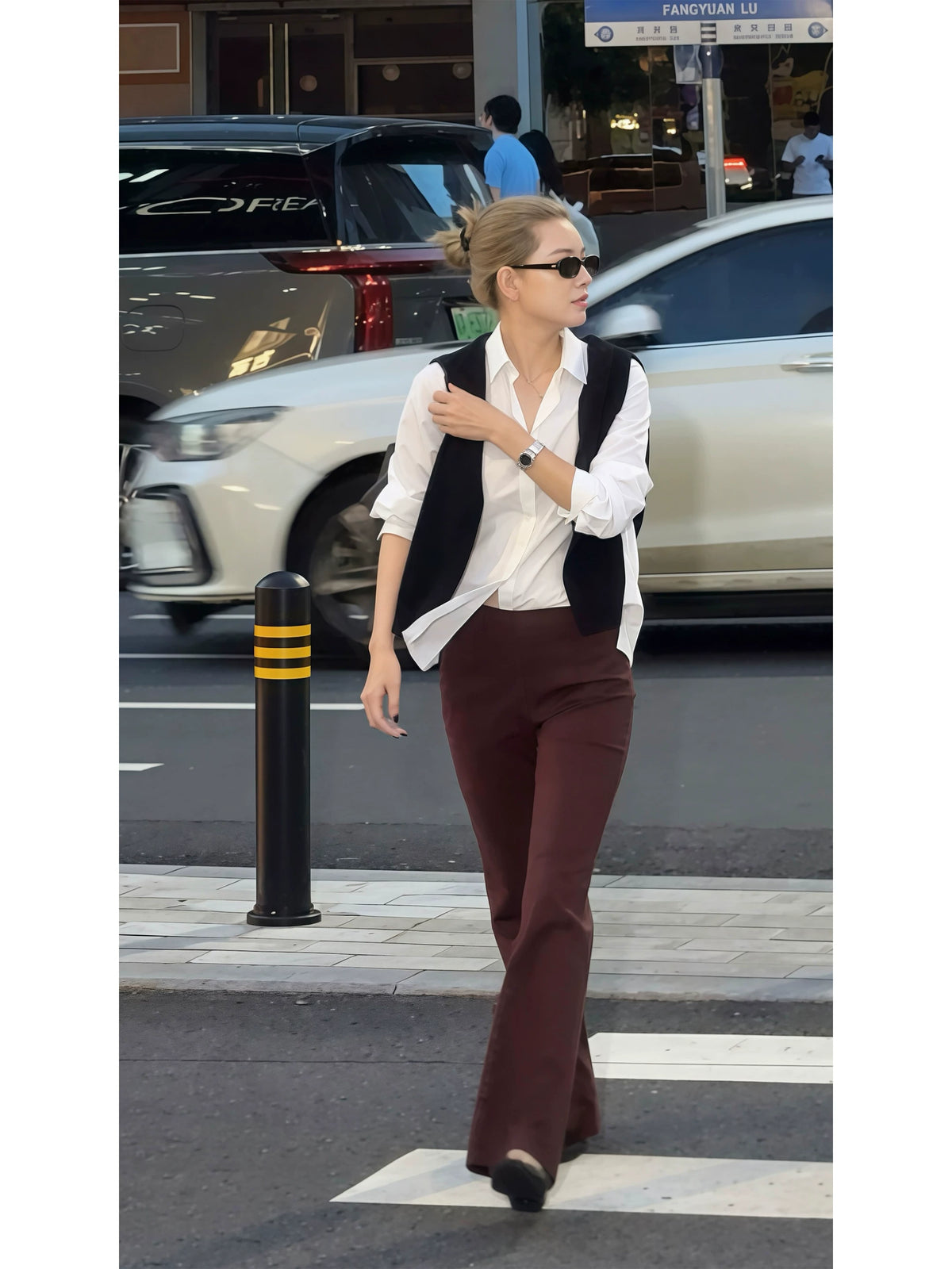 THESOONG/Barbie Little Black Pants Shaping Hip Lifting Slightly Elastic Structured High-Density Tailored Casual Pants 9395