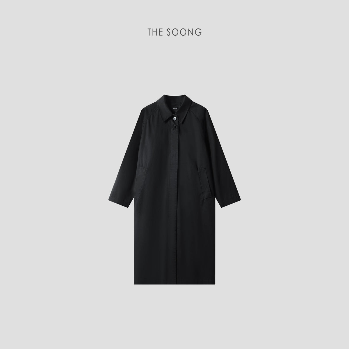 THESOONG/airport trench coat, heavily washed and softened twill pure cotton black autumn winter new trench coat for women