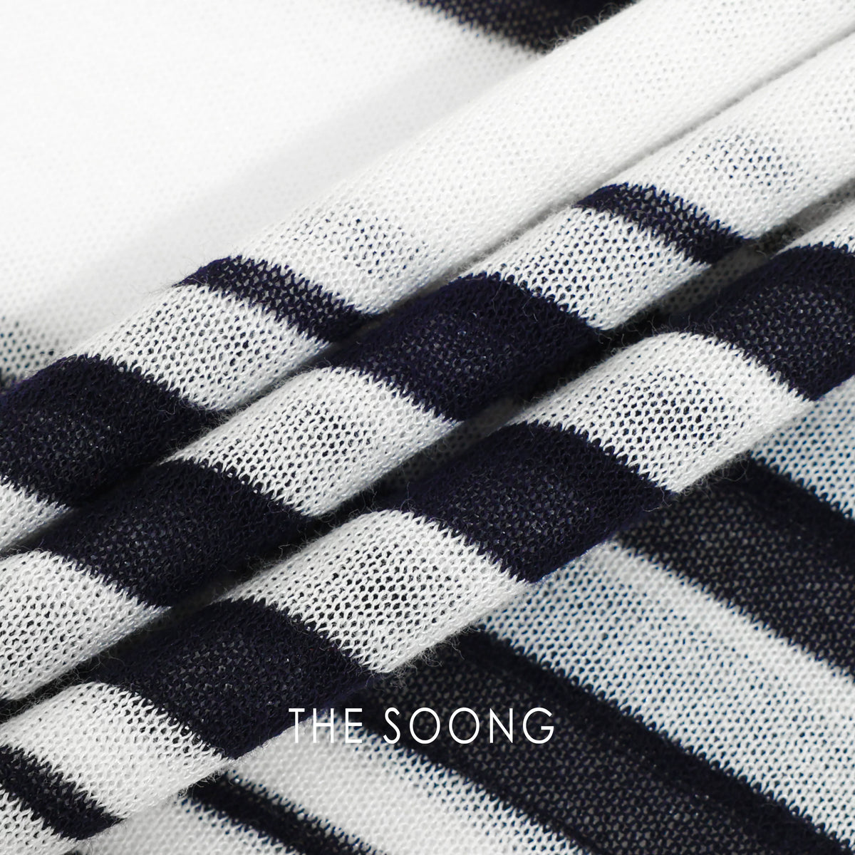 THESOONG/Light Soft Draped, Vinegar Fiber Blend Color-Block Stripe Luster Draped Round Neck Long Sleeve T-Shirt, Women 8433