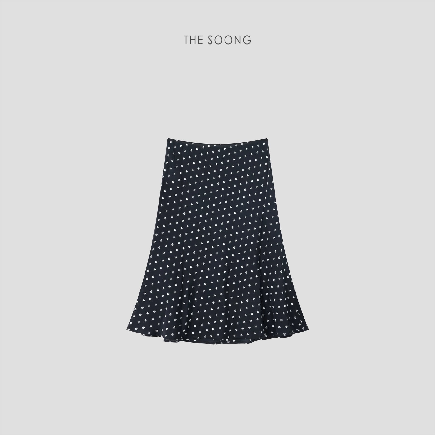 THESOONG/100% mulberry silk summer polka dot print 3D cut fishtail A-line skirt 9084
