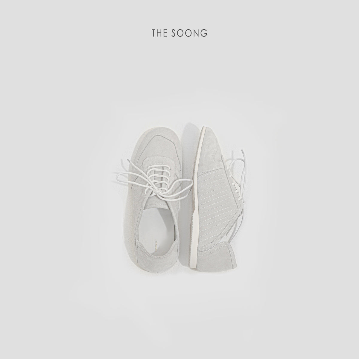 THESOONG/Suede White Sneakers Classic Cow Suede Lace-Up Soft Versatile Casual Shoes 8424