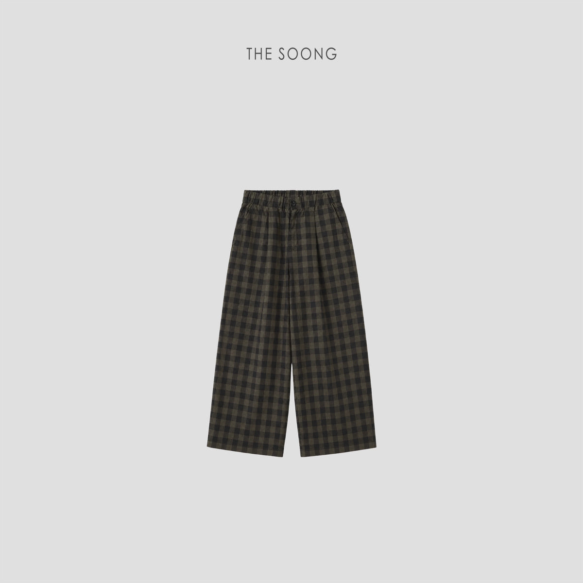 THESOONG/Breeze-Through Plaid Breathable, Dry, Non-Sticky, Hip-Concealing Slimming Nine-Point Wide-Leg Casual Pants for Women 9212