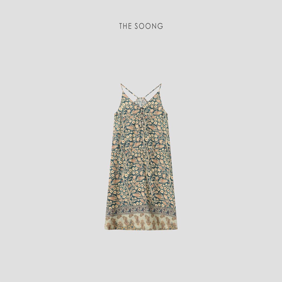 THESOONG / Elegant and graceful 100% pure mulberry silk delicate skin-feel printed camisole dress HWQZ8666