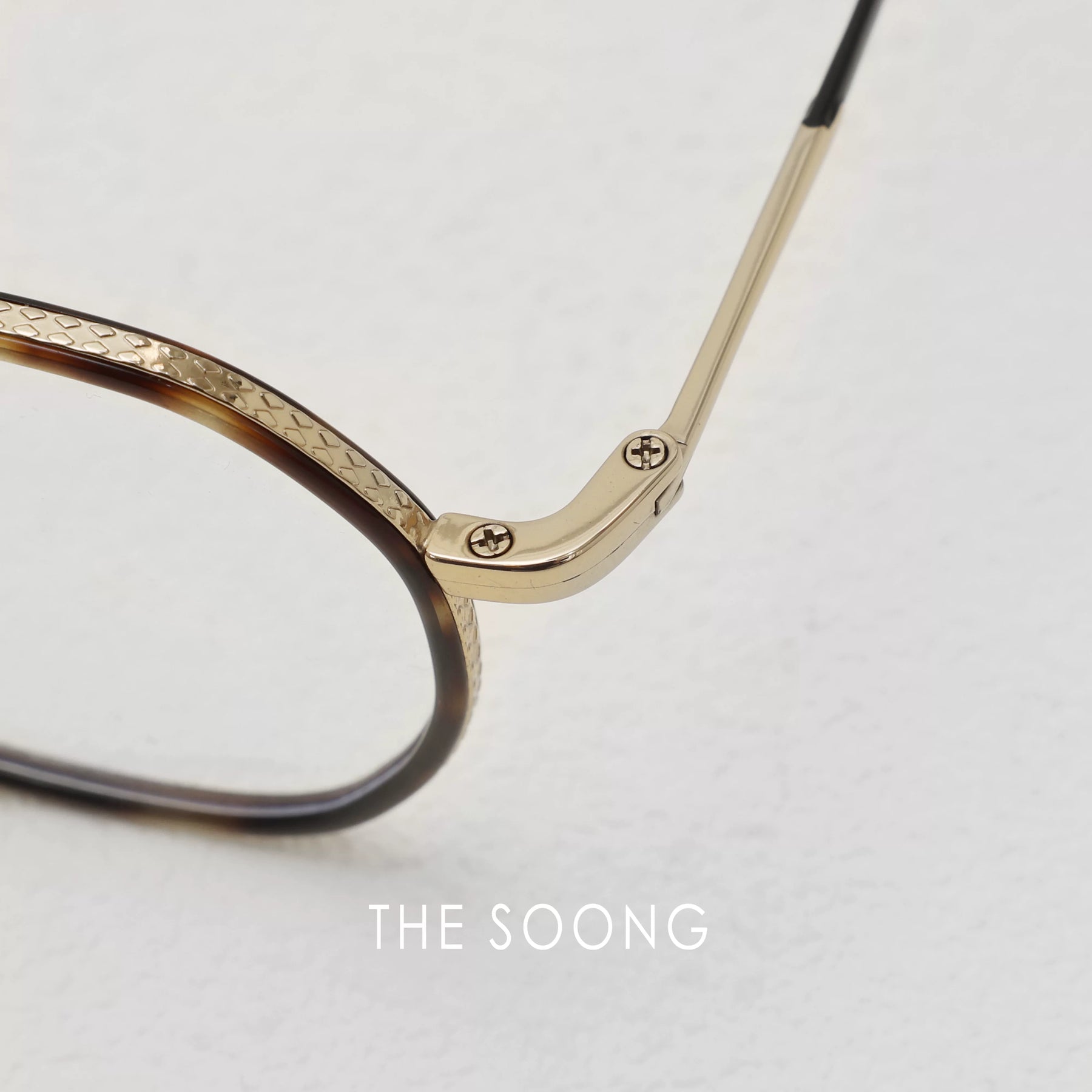 THESOONG/polygon glasses, ultra-lightweight titanium dual-color yellow pattern versatile makeup-free glasses 8512