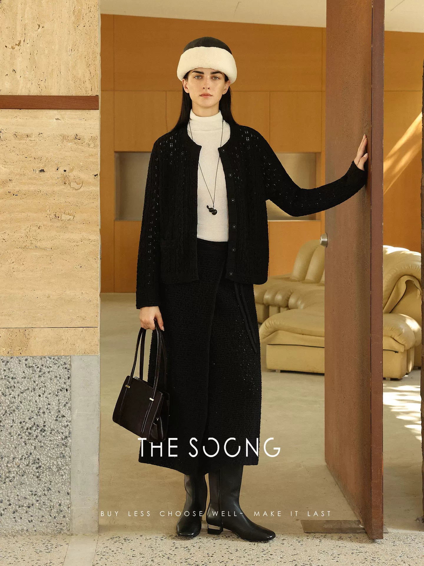 THESOONG/Handmade Crochet Early Autumn Sweater Base Shirt for Women, Chanel Knitted Cardigan Long Sleeve 7656
