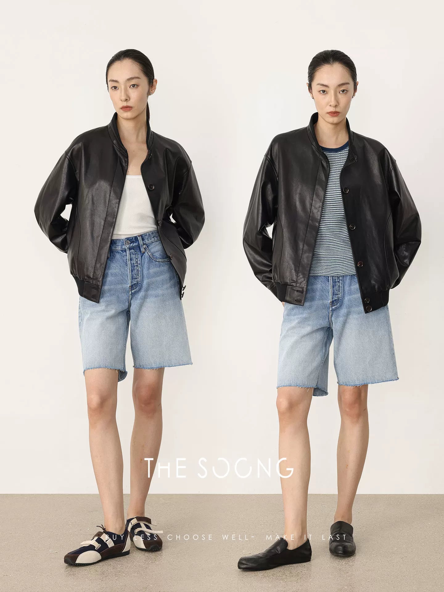THESOONG/Spring New High-Waist A-Line Five-Point Denim Shorts Women Petite Straight HBNZ8435